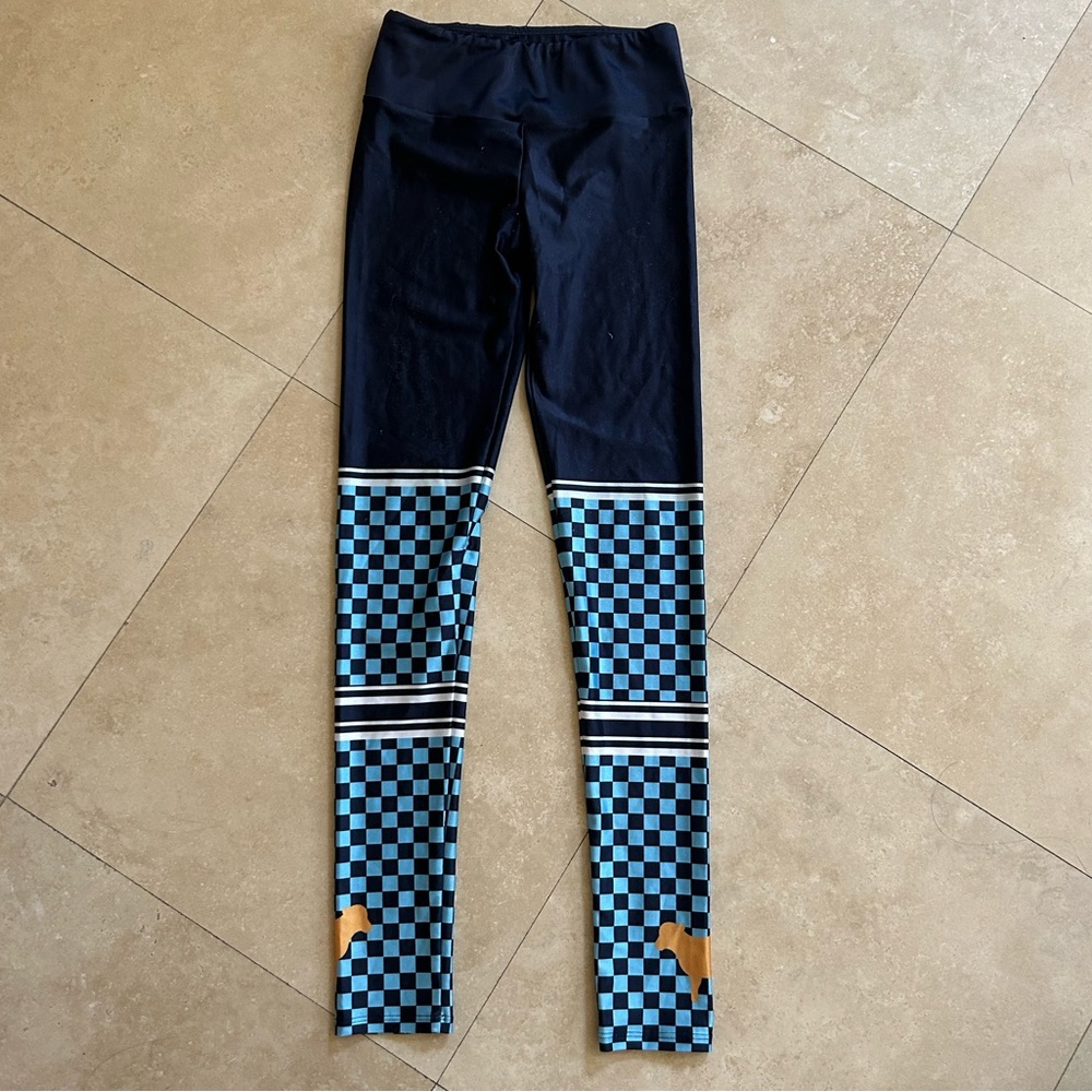 Goldsheep Women’s Blue Checked Leggings Size Small